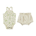 Stone Botanica - Organic Criss-Cross Bodysuit and Ruffle Bloomer Set