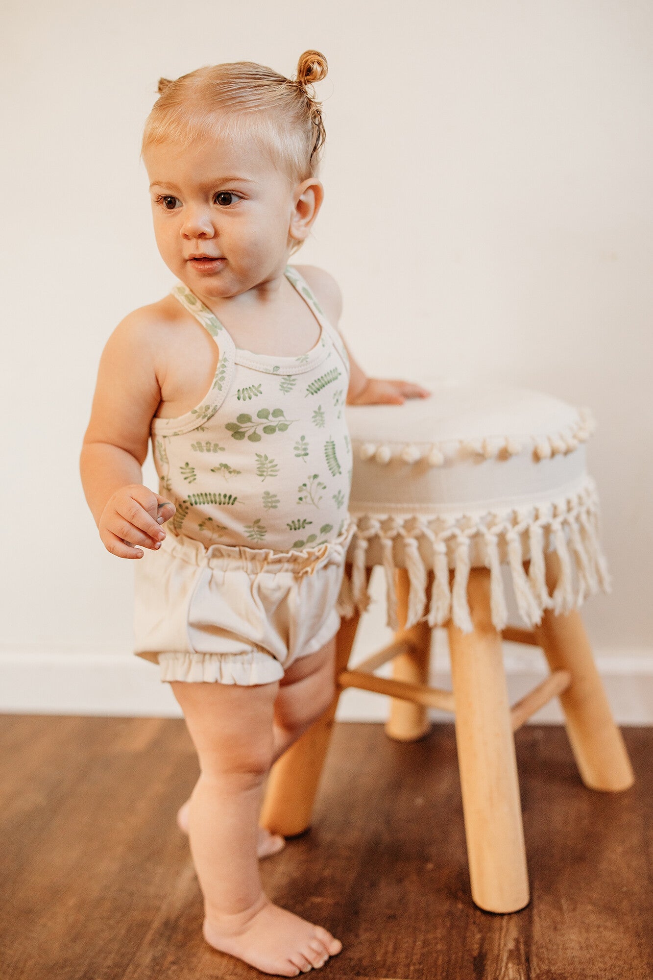 Stone Botanica - Organic Criss-Cross Bodysuit and Ruffle Bloomer Set