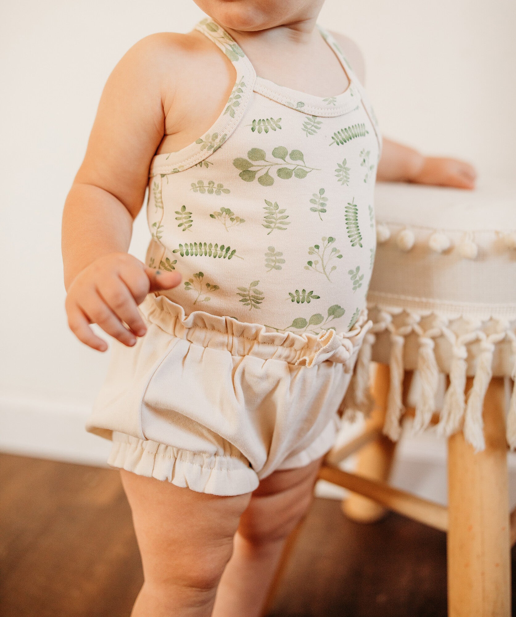 Stone Botanica - Organic Criss-Cross Bodysuit and Ruffle Bloomer Set