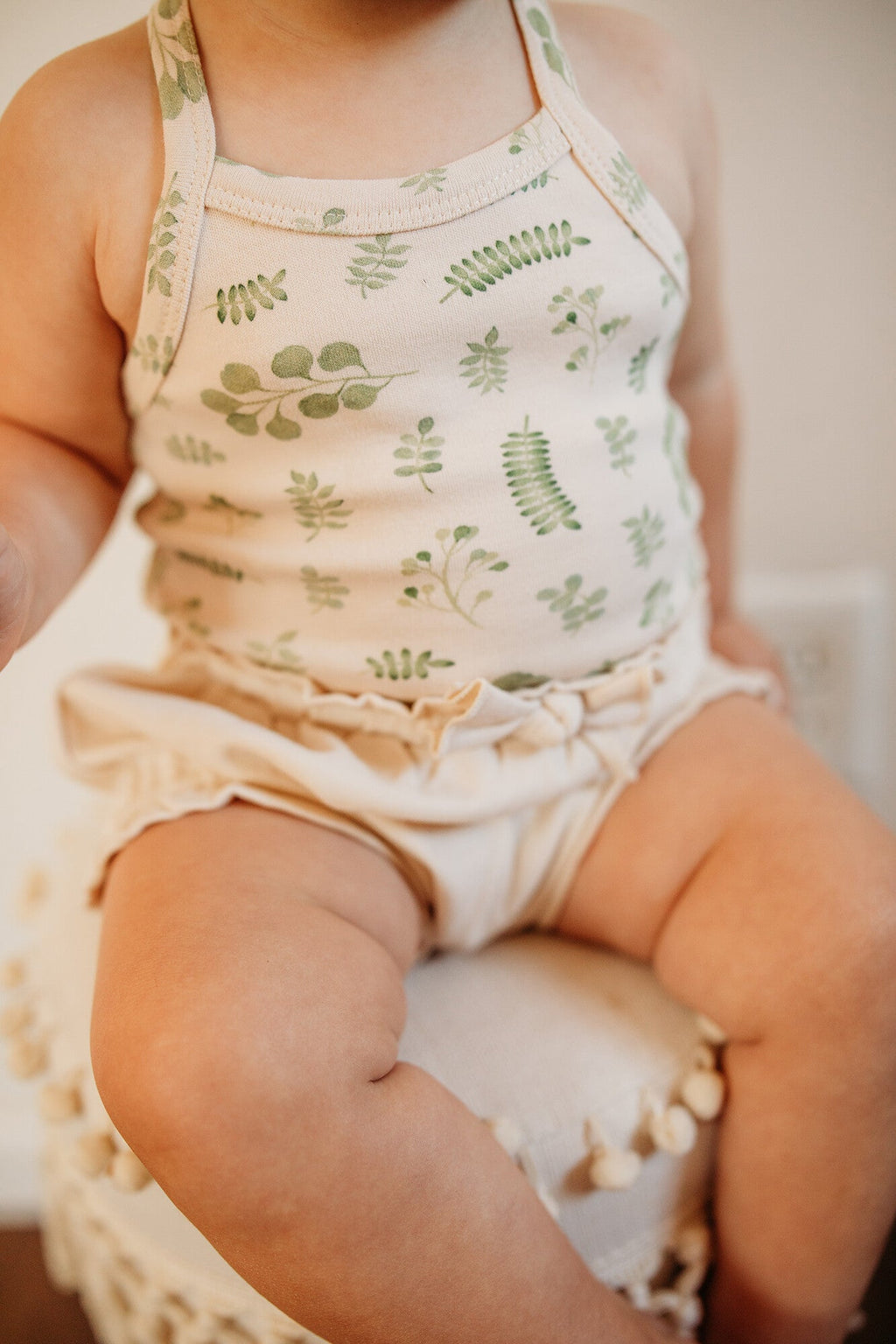 Stone Botanica - Organic Criss-Cross Bodysuit and Ruffle Bloomer Set