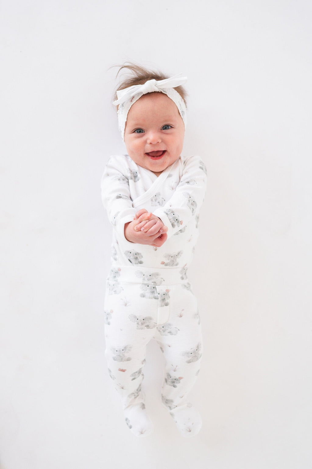 Baby Elephant - Organic Wrap Bodysuit & Footed Pant Set