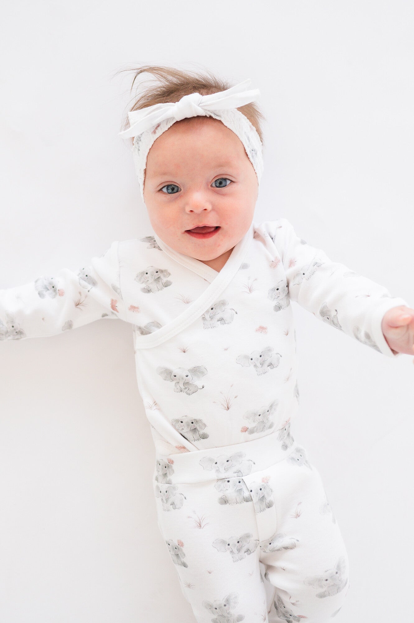 Baby Elephant - Organic Wrap Bodysuit & Footed Pant Set