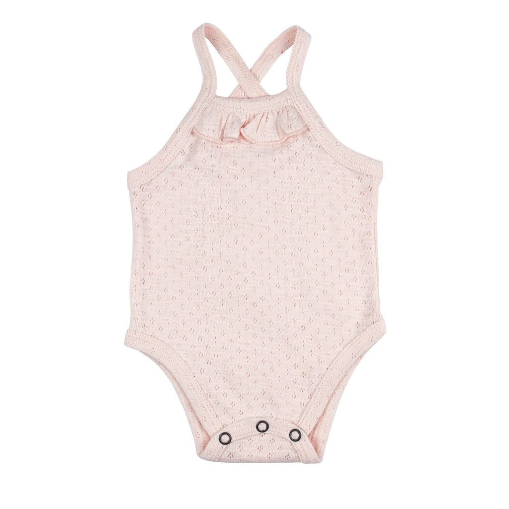 Cotton Candy - Organic Pointelle Criss-Cross Bodysuit