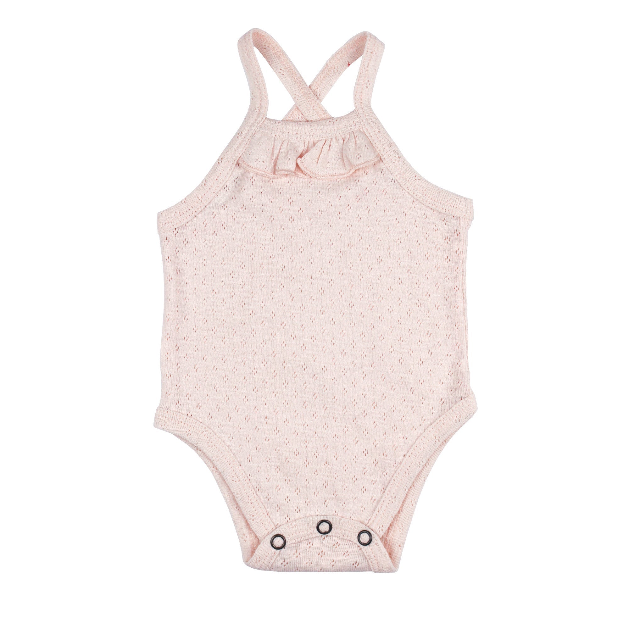Cotton Candy - Organic Pointelle Criss-Cross Bodysuit