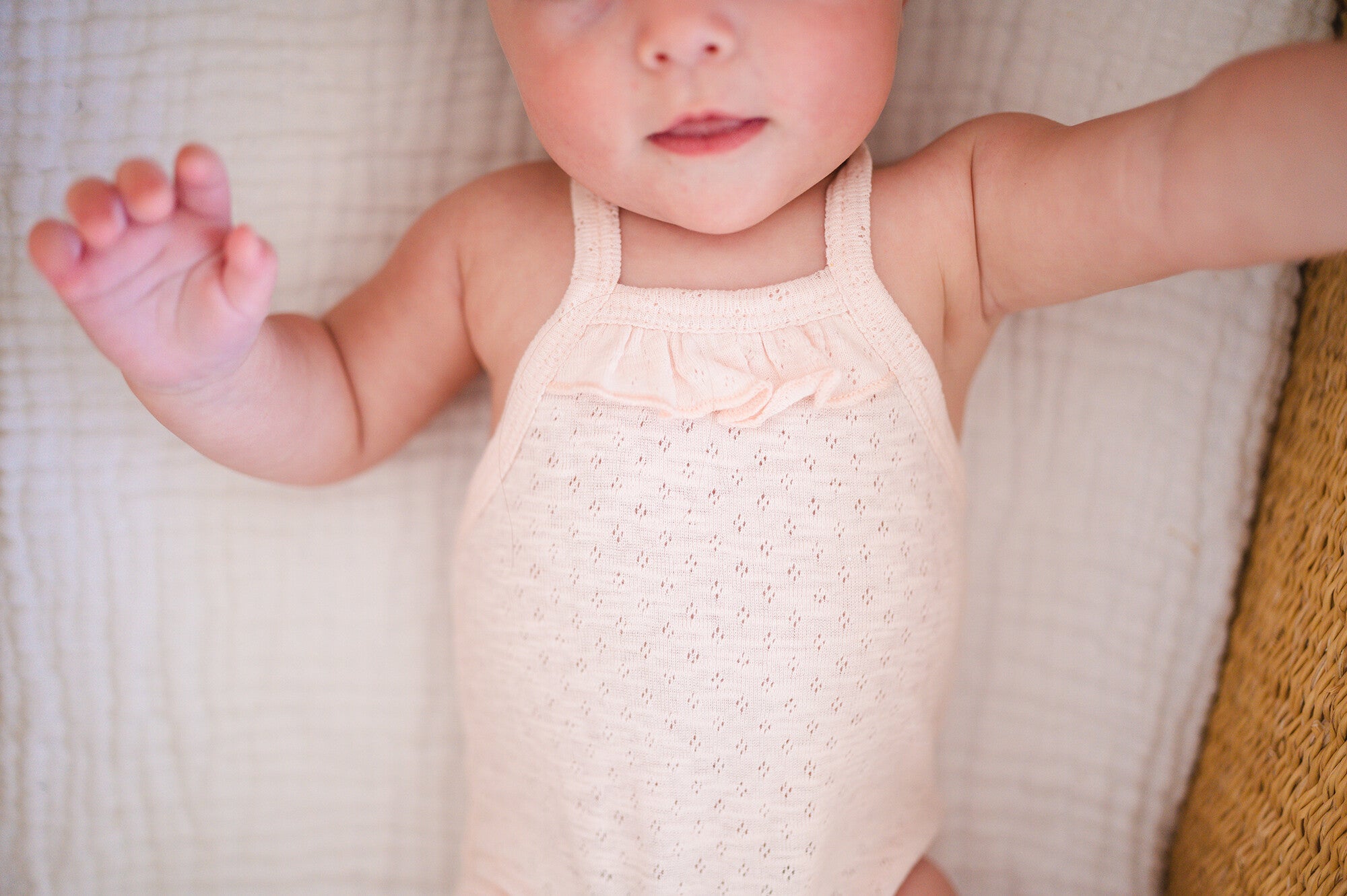 Cotton Candy - Organic Pointelle Criss-Cross Bodysuit