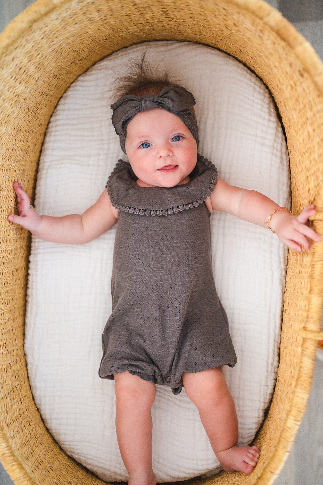 Feather - Organic Pointelle Smocked Headband