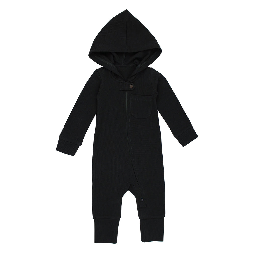 Black - Organic Thermal Zipper Romper