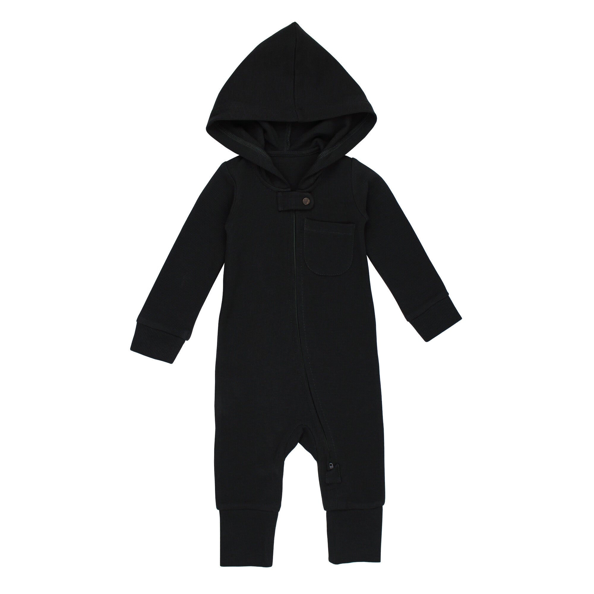 Black - Organic Thermal Zipper Romper