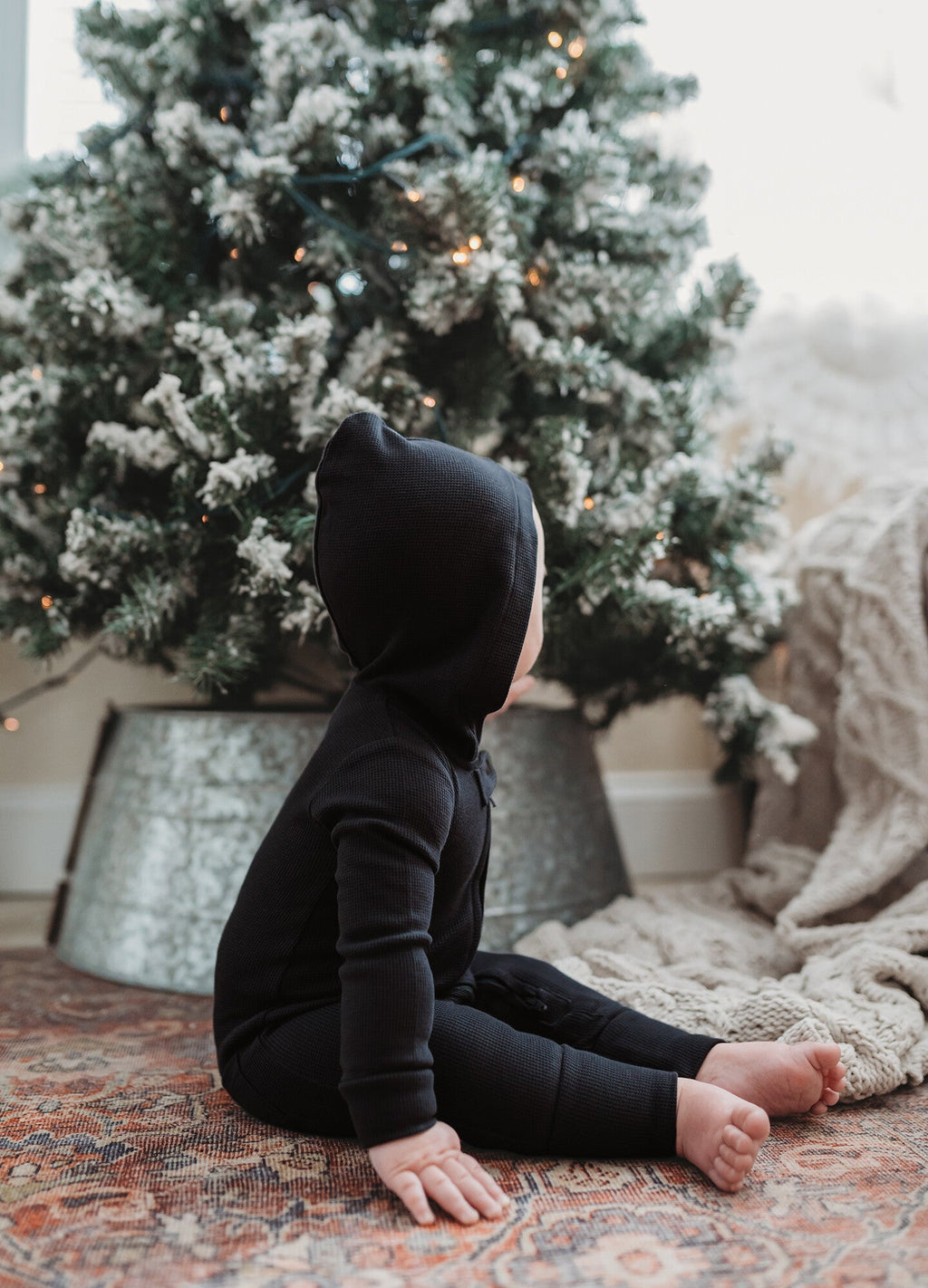 Black - Organic Thermal Zipper Romper
