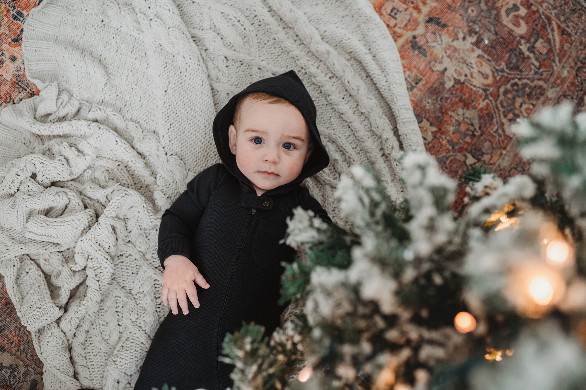 Black - Organic Thermal Zipper Romper