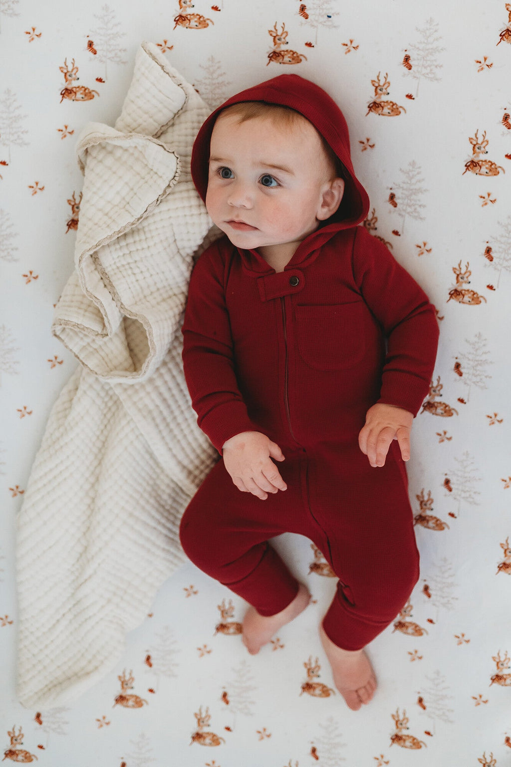Crimson - Organic Thermal Zipper Romper