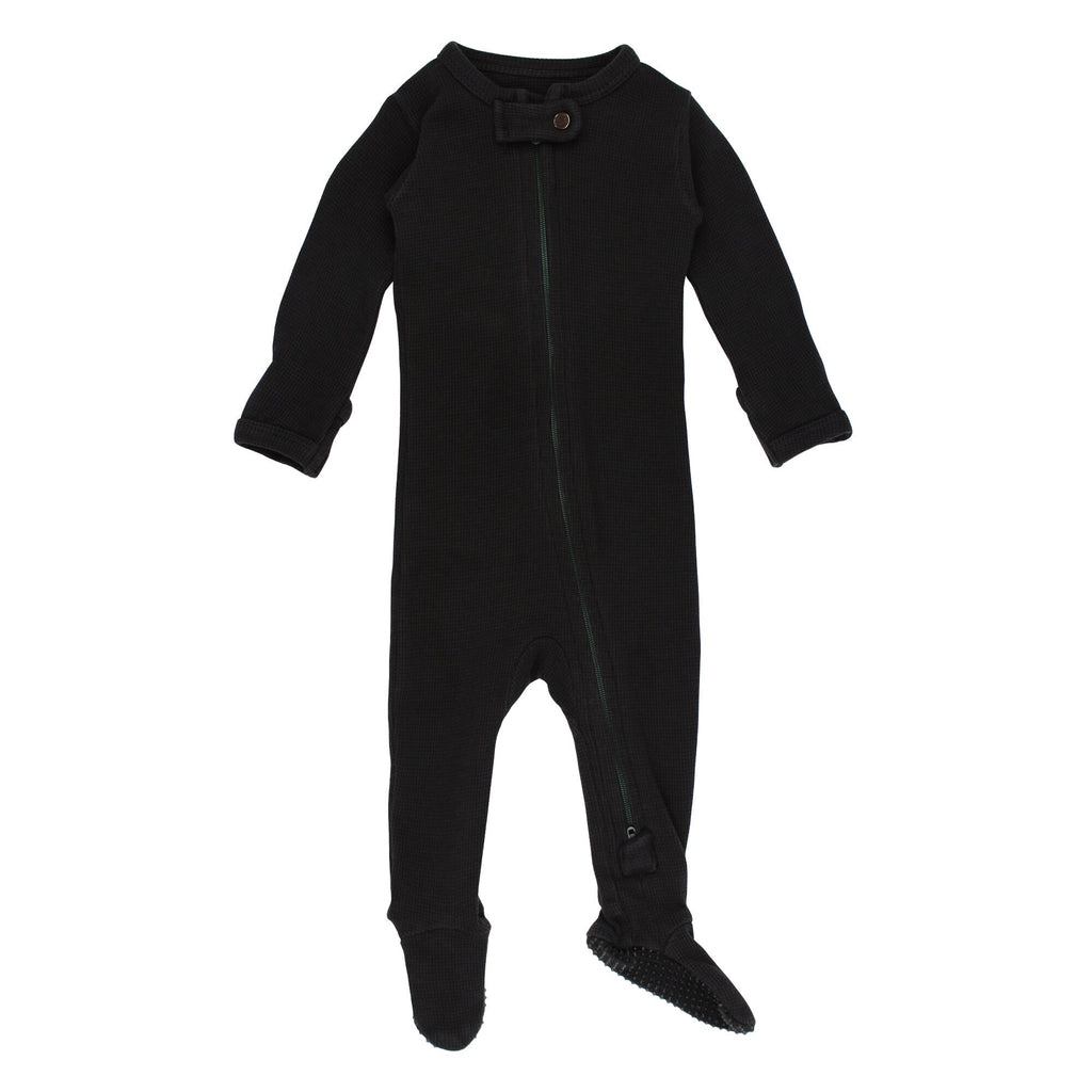 Black - Organic Thermal Zipper Footie