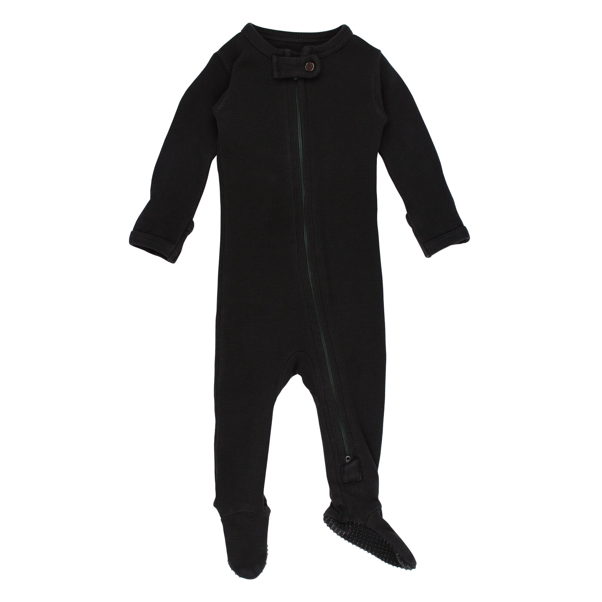 Black - Organic Thermal Zipper Footie