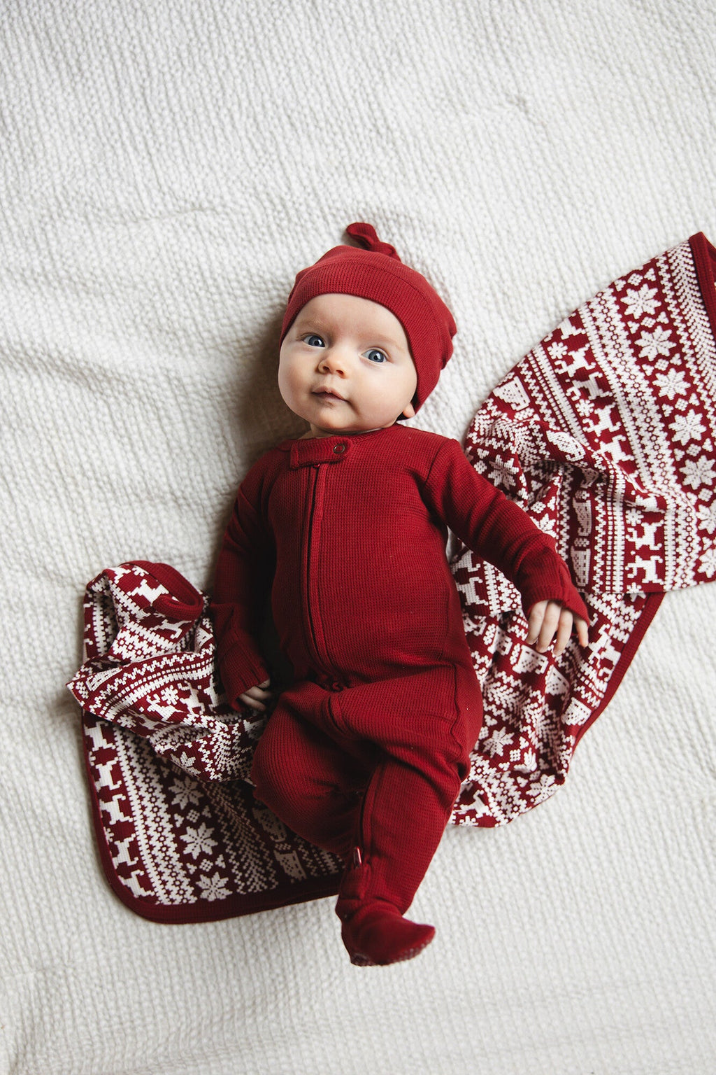 Crimson - Organic Thermal Zipper Footie