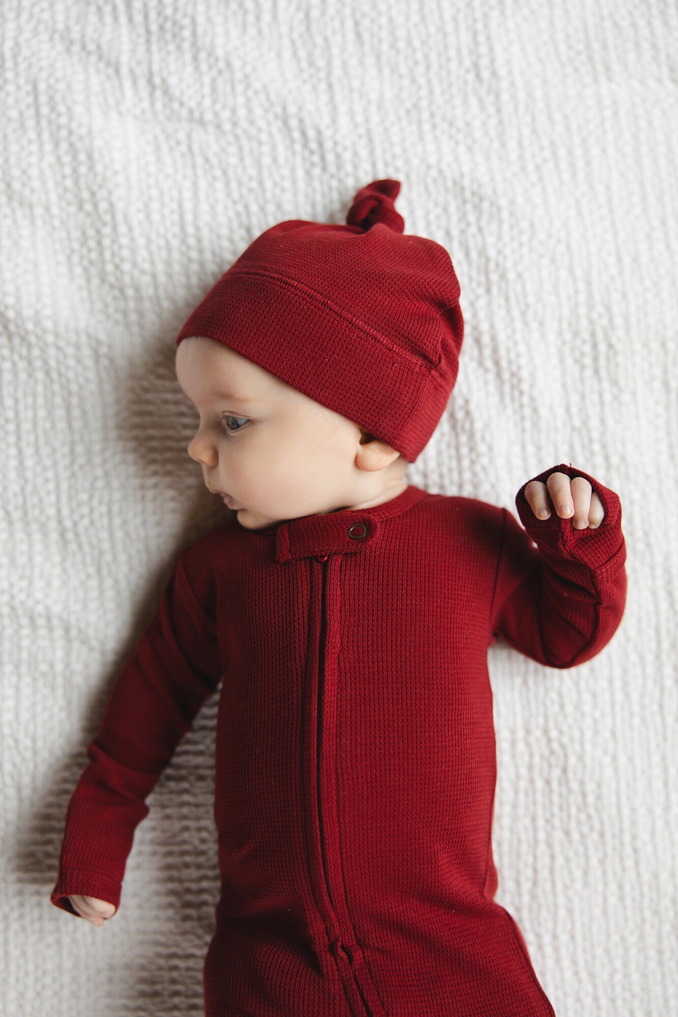 Crimson - Organic Thermal Zipper Footie