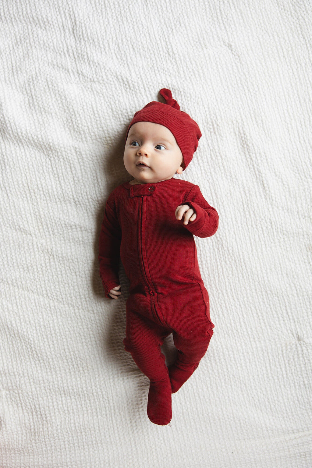 Crimson - Organic Thermal Zipper Footie