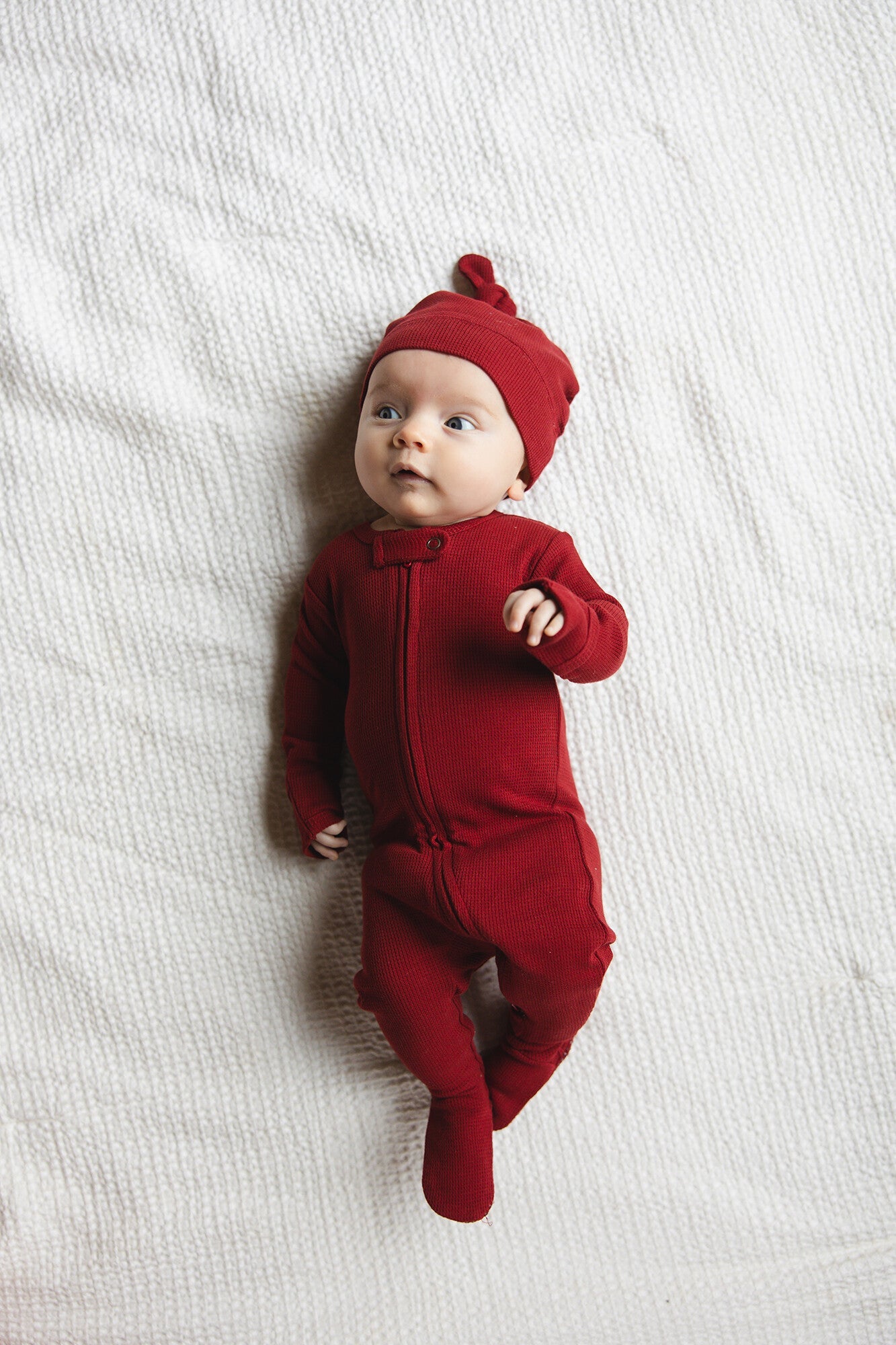 Crimson - Organic Thermal Zipper Footie