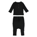 Black - Organic Thermal Henley & Jogger Set