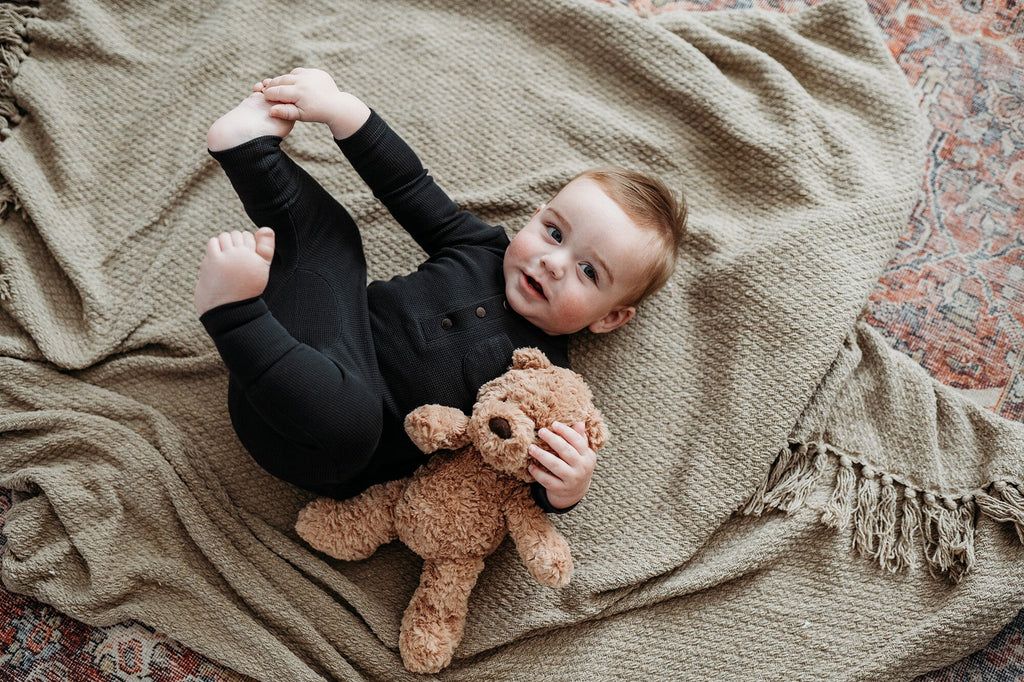 Black - Organic Thermal Henley & Jogger Set