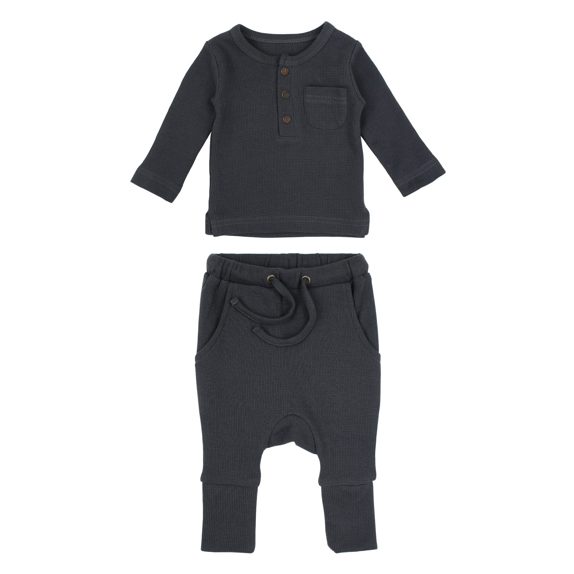 Coal - Organic Thermal Henley & Jogger Set