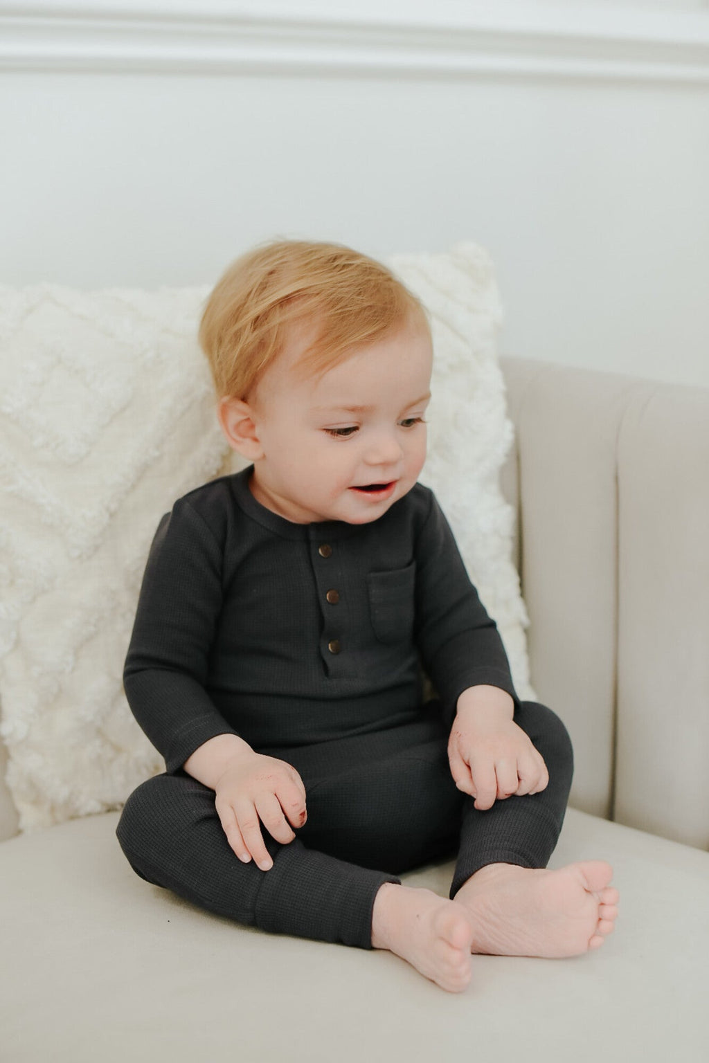 Coal - Organic Thermal Henley & Jogger Set