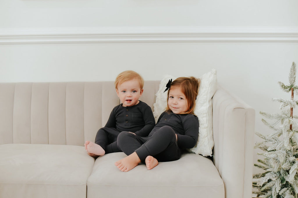 Coal - Organic Thermal Henley & Jogger Set