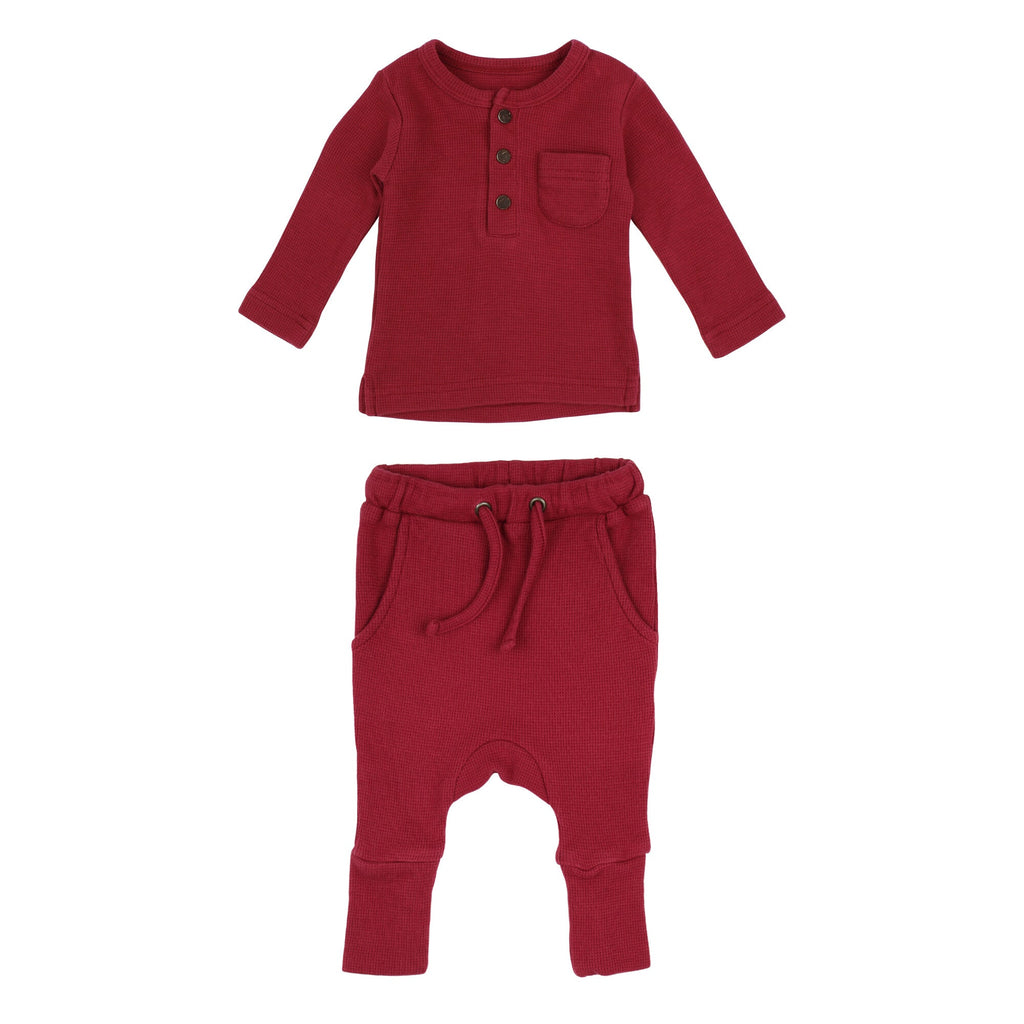 Crimson - Organic Thermal Henley & Jogger Set