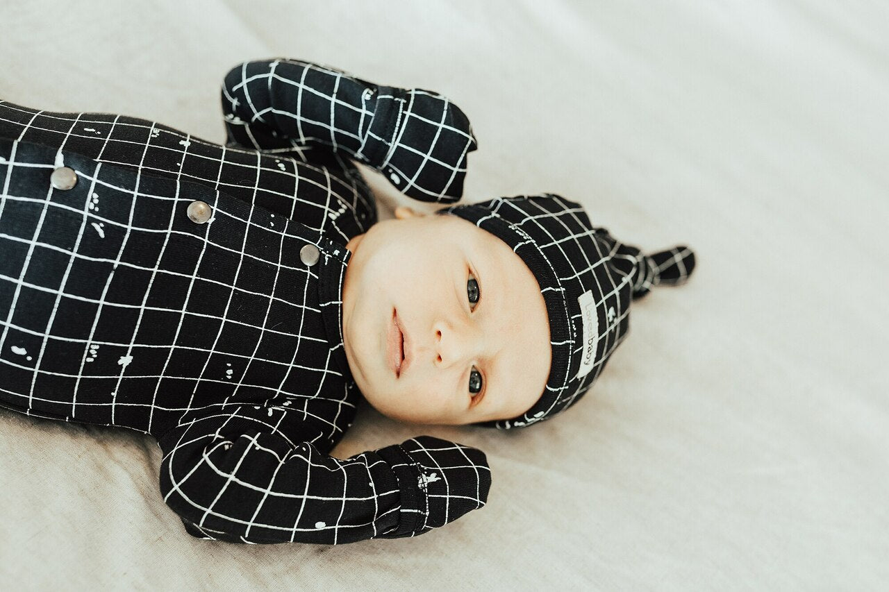 Black Coordinates - Organic Top-Knot Hat in Black Coordinates