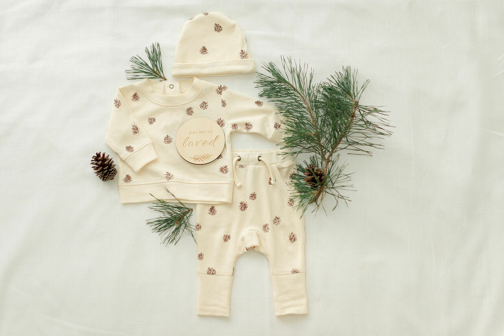 Buttercream Pinecone - Organic Sweatshirt & Jogger Set