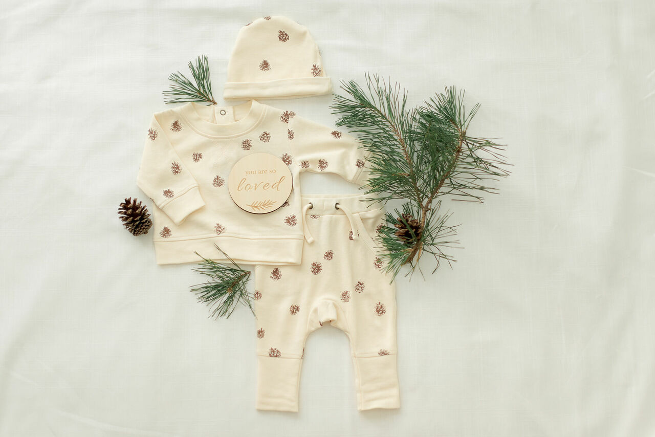 Buttercream Pinecone - Organic Sweatshirt & Jogger Set