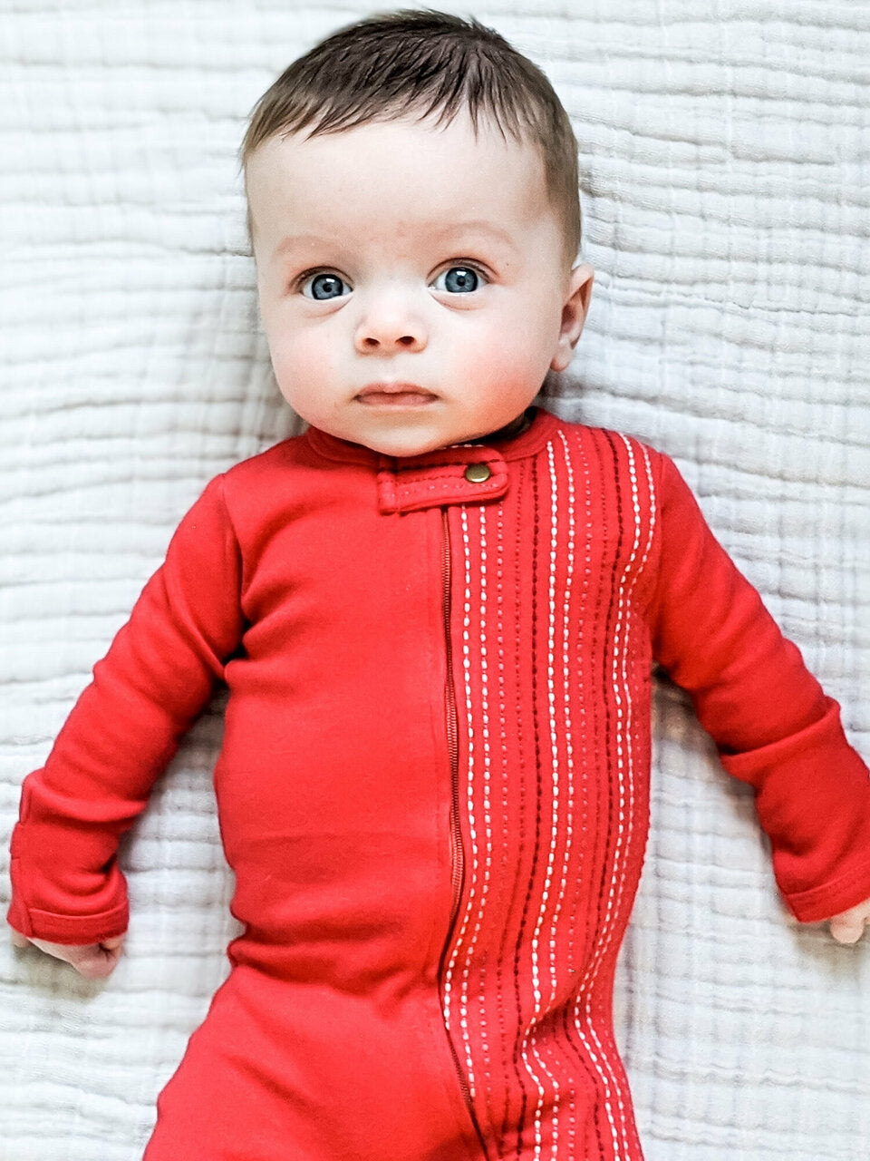 Chili Pepper Dash - Organic Embroidered Zipper Footie