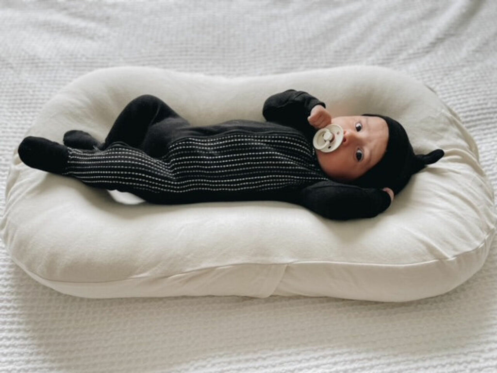 Black Dash - Organic Embroidered Zipper Footie