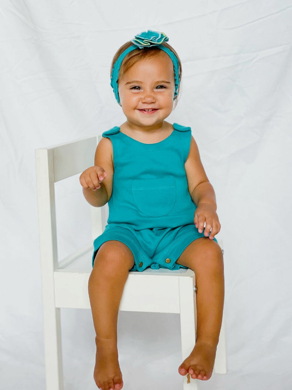 Teal - Organic Sleeveless Romper