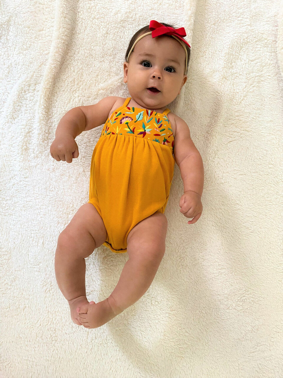 Tangerine Floral - Organic Criss-Cross Bodysuit