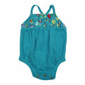 Teal Floral - Organic Criss-Cross Bodysuit