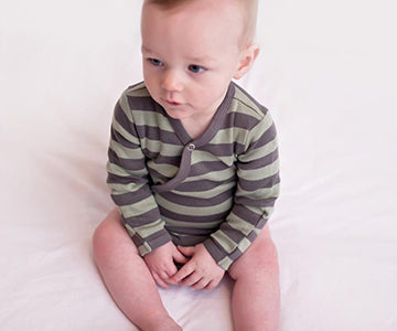 Gray/Seafoam Stripe - Organic Kimono Bodysuit