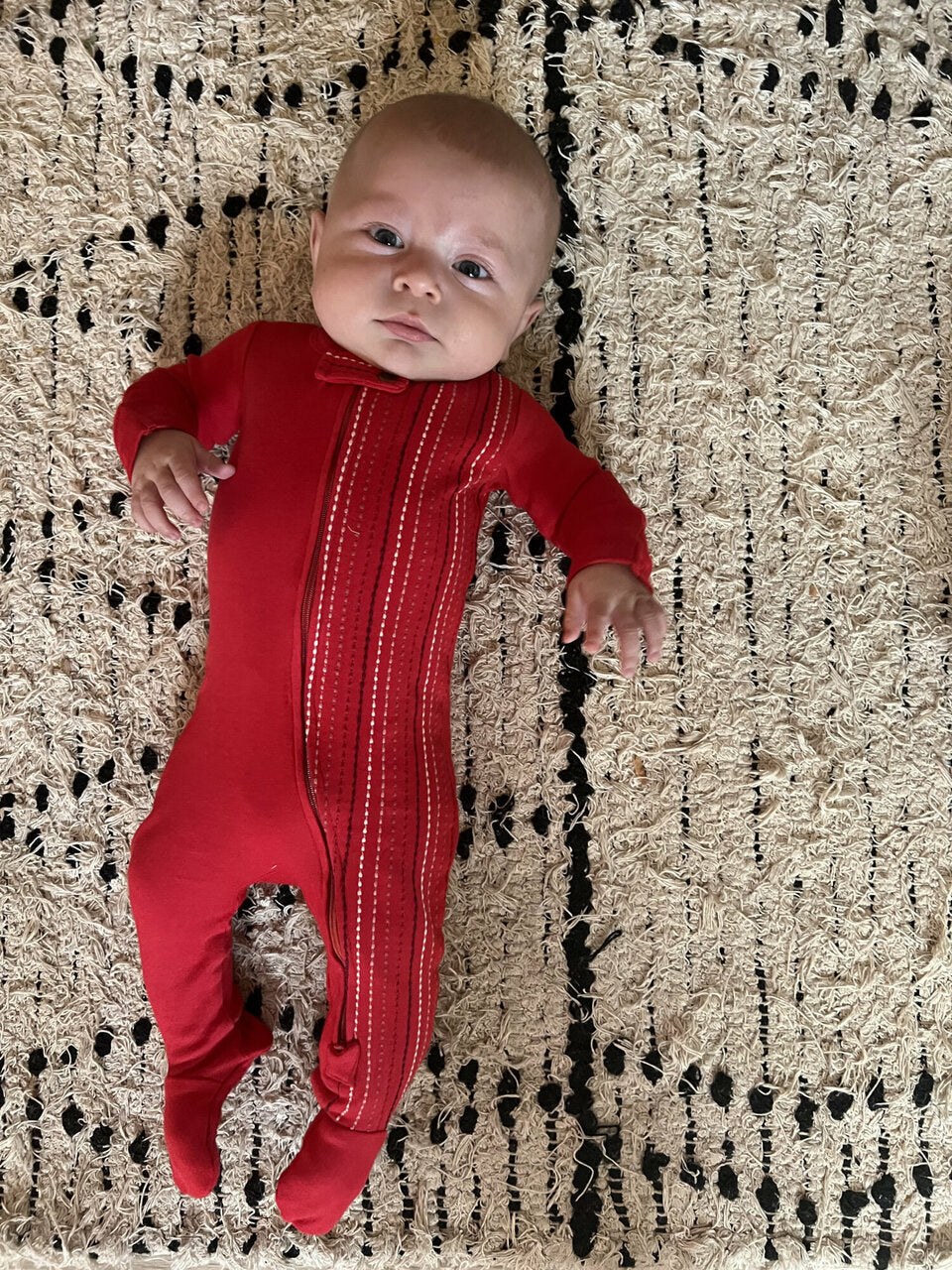 Chili Pepper Dash - Organic Embroidered Zipper Footie