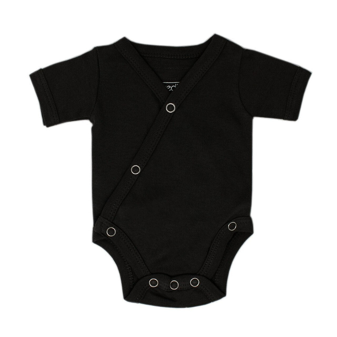Black - Organic Short-Sleeve Kimono Bodysuit