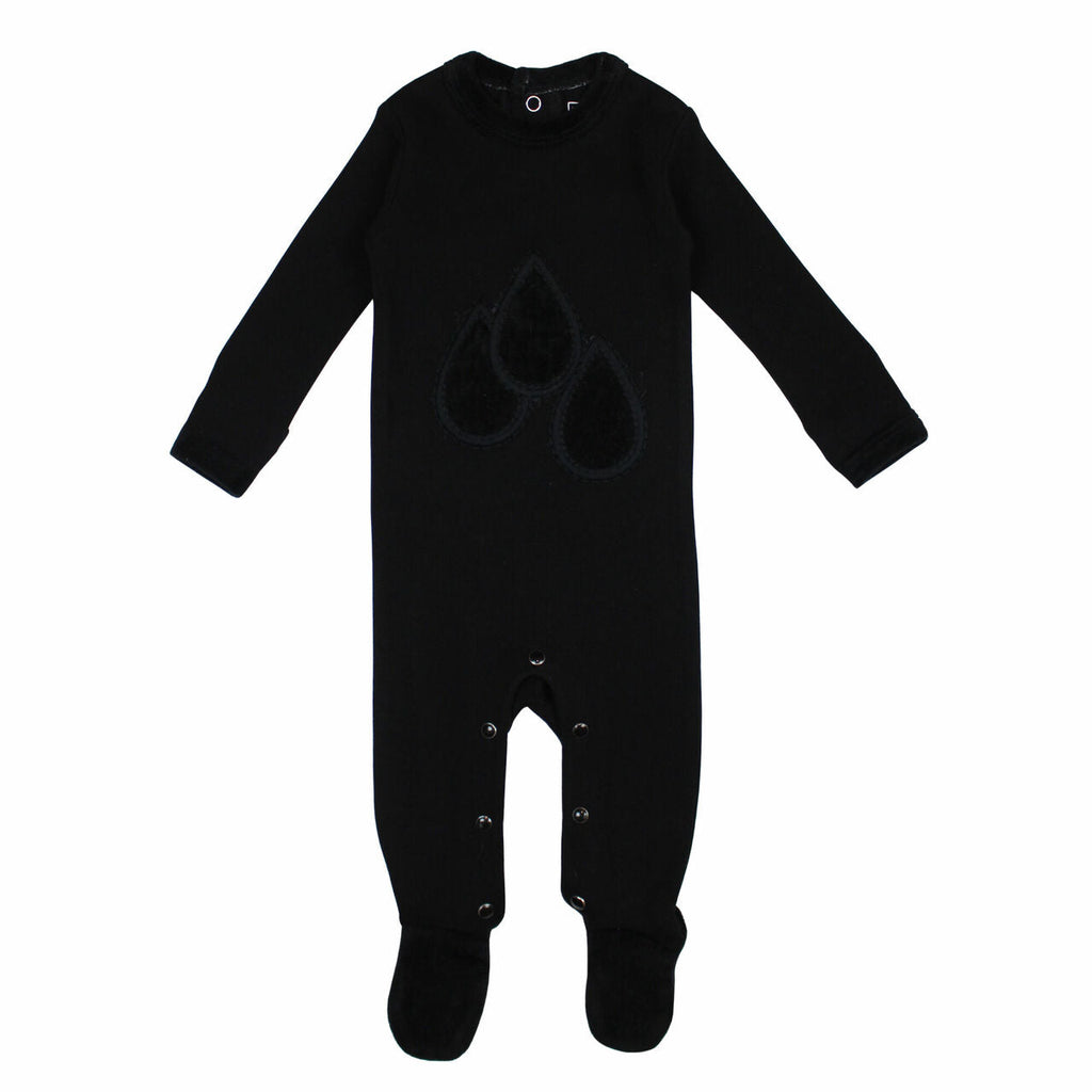 Black - Organic Velveteen Graphic Footie in Black