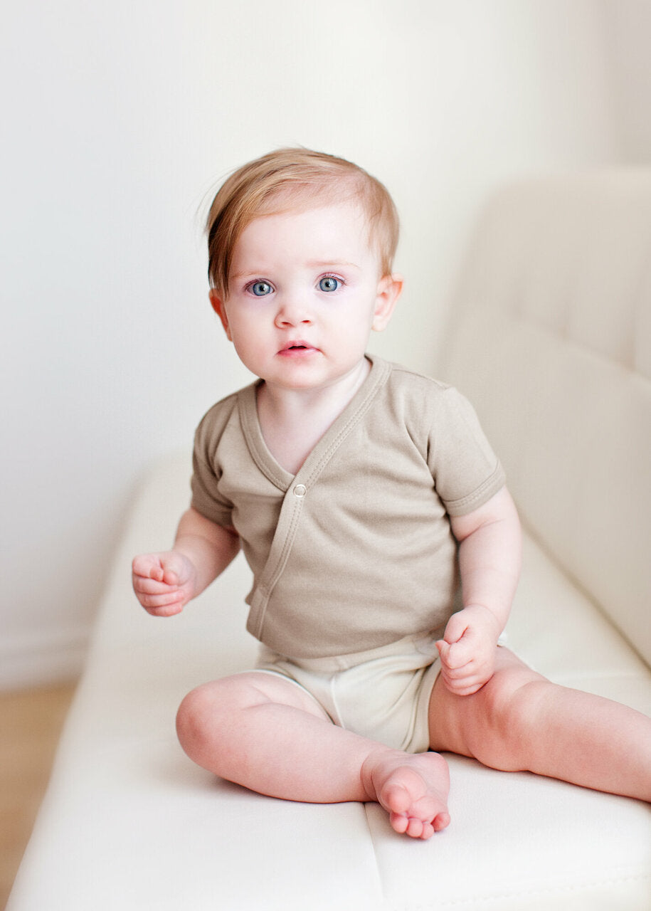Oatmeal - Organic Short-Sleeve Kimono Bodysuit