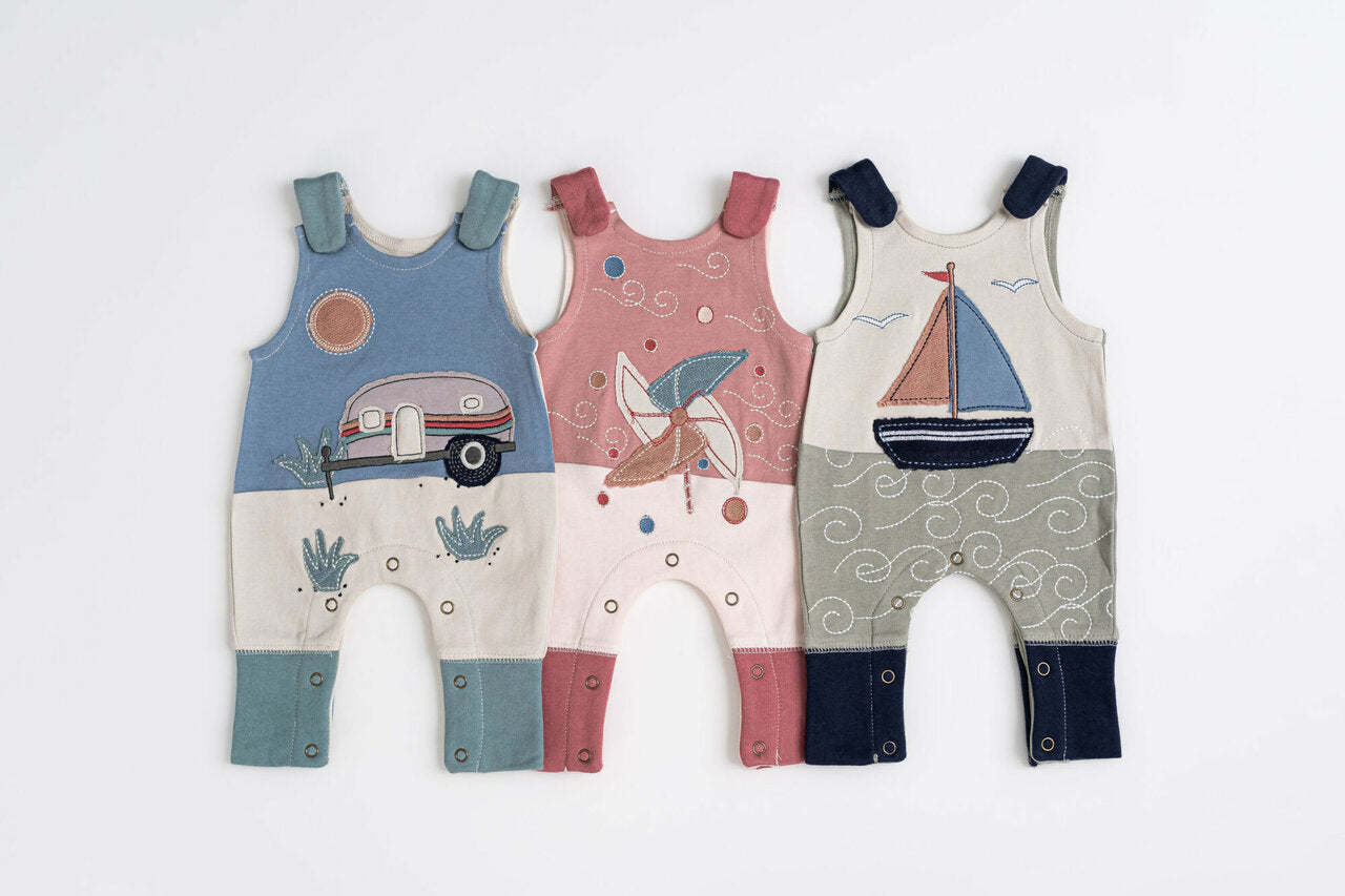 Pinwheel - Organic Applique Harem Romper