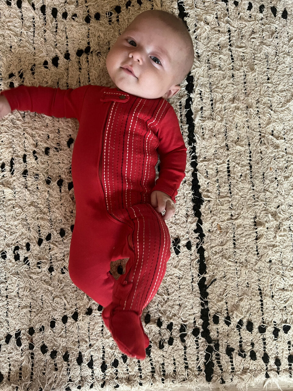 Chili Pepper Dash - Organic Embroidered Zipper Footie