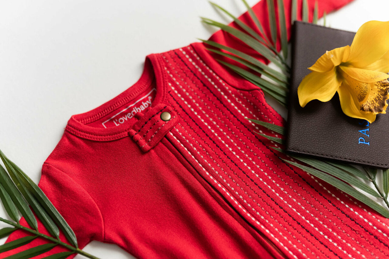 Chili Pepper Dash - Organic Embroidered Zipper Footie