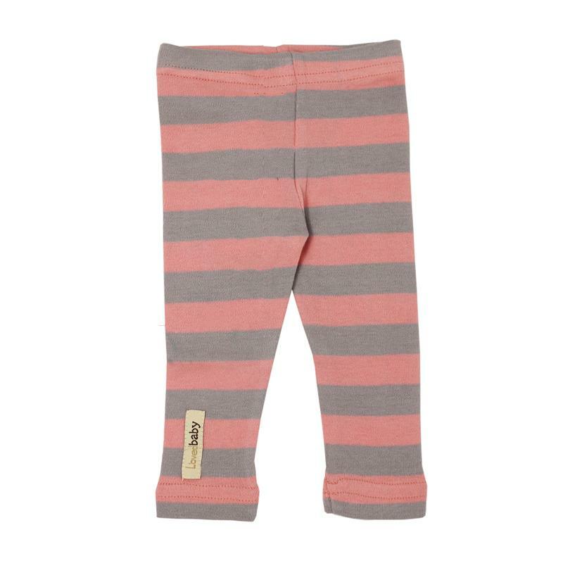Coral/Light Gray Stripe - Organic Leggings