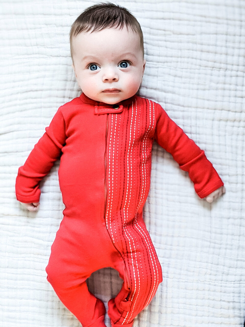 Chili Pepper Dash - Organic Embroidered Zipper Footie