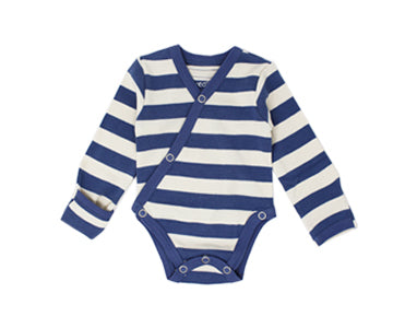 Slate/Beige Stripe - Organic Kimono Bodysuit