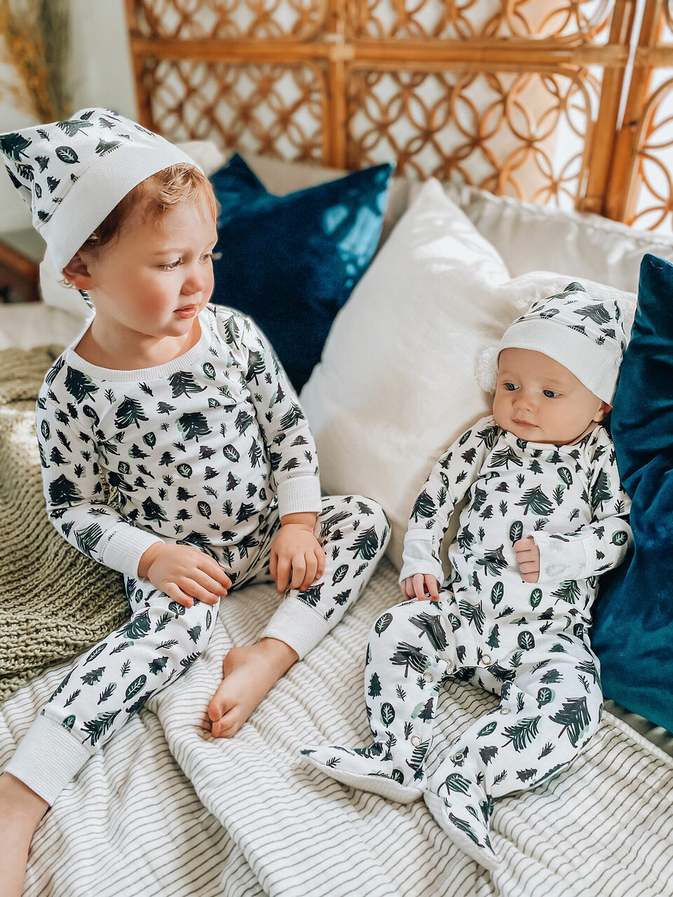 Oh Christmas Tree - Kids' Organic Holiday PJ & Cap Set
