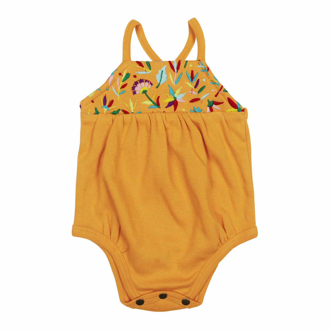 Tangerine Floral - Organic Criss-Cross Bodysuit