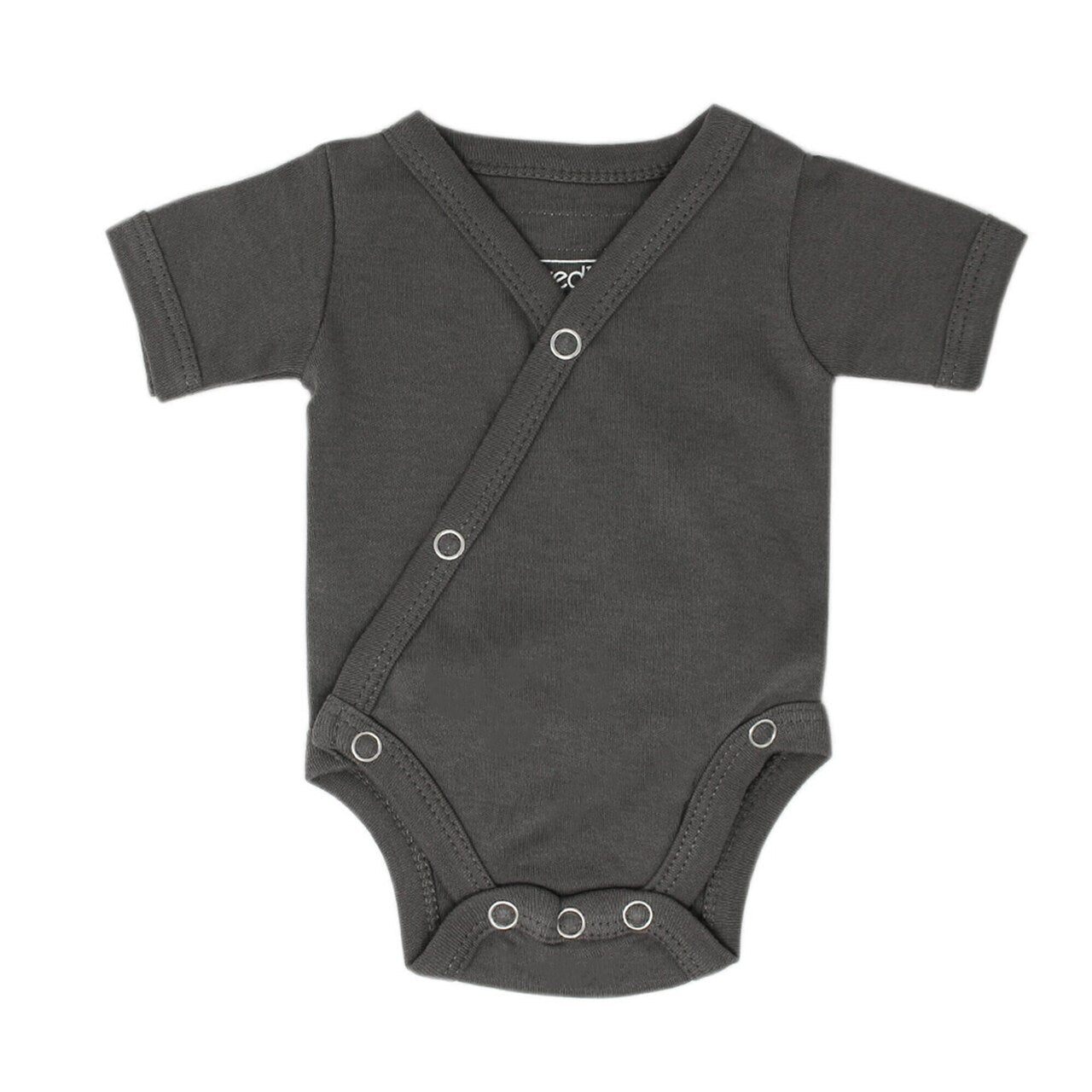 Gray - Organic Short-Sleeve Kimono Bodysuit