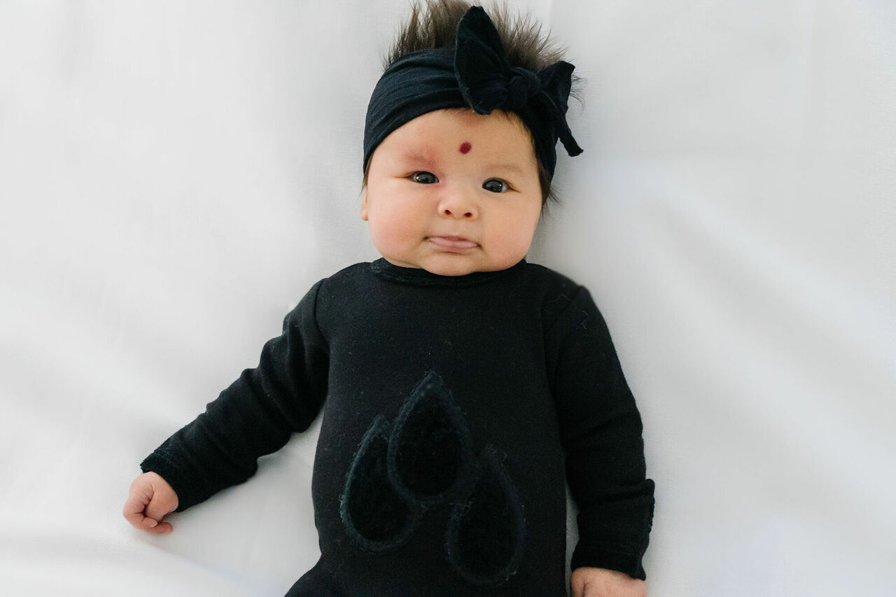 Black - Organic Velveteen Graphic Footie in Black